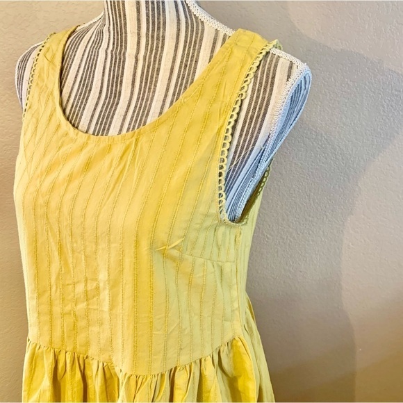 NWT Elia-Cher Dress Small Gold Yellow Sleeveless Mini Pleated Skirt Crochet New - Picture 6 of 14